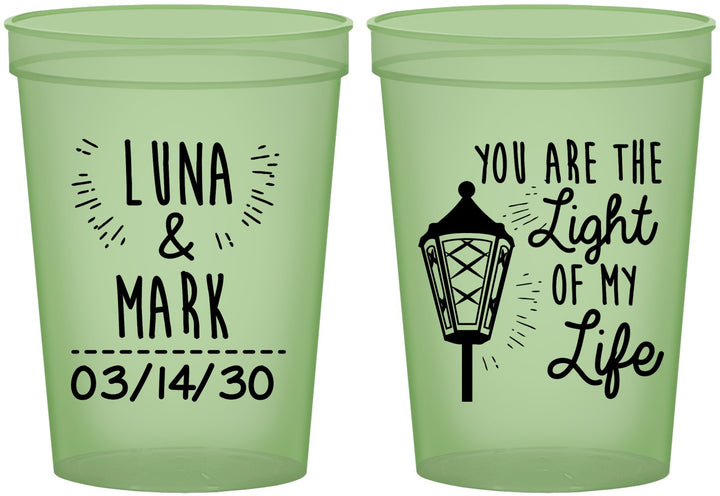 Custom Wedding 16 oz Glow In The Dark Cups - You Are The Light Of My Life | 261