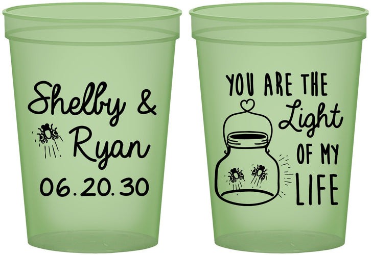 Custom Wedding 16 oz Glow In The Dark Cups - You Are The Light Of My Life | 262