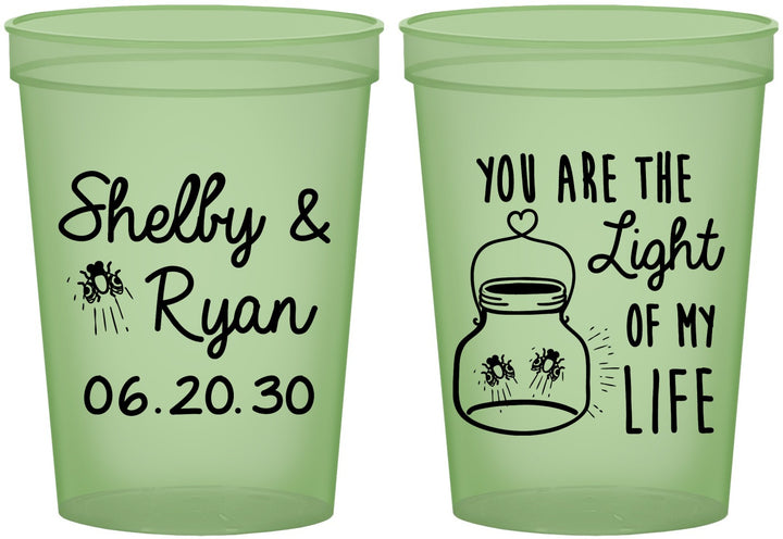 Custom Wedding 16 oz Glow In The Dark Cups - You Are The Light Of My Life | 262
