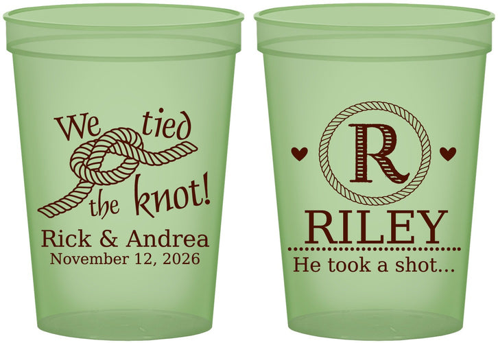 Custom Wedding 16 oz Glow In The Dark Cups - We Tied The Knot | 263