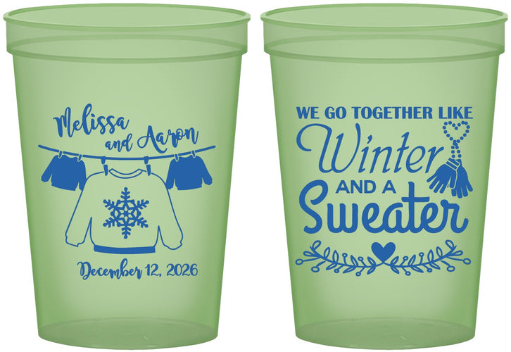 Custom Wedding 16 oz Glow In The Dark Cups - Christmas Sweater | 265