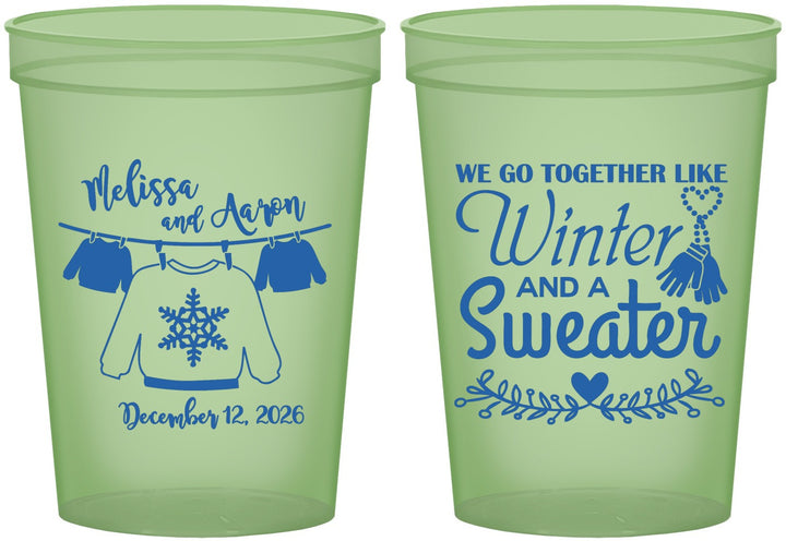 Custom Wedding 16 oz Glow In The Dark Cups - Christmas Sweater | 265