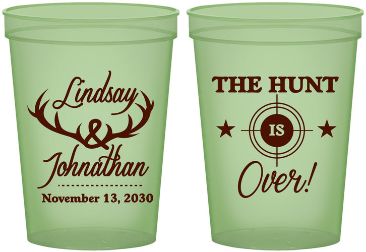 Custom Wedding 16 oz Glow In The Dark Cups - The Hunt Is Over | 266