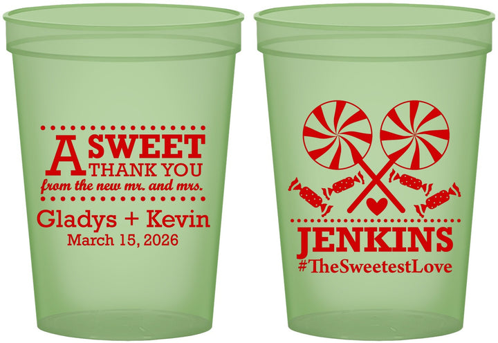 Custom Wedding 16 oz Glow In The Dark Cups - Sweet Thank You | 269