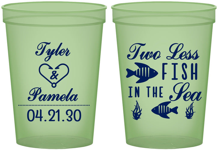 Custom Wedding 16 oz Glow In The Dark Cups - Two Less Fish In The Sea | 270