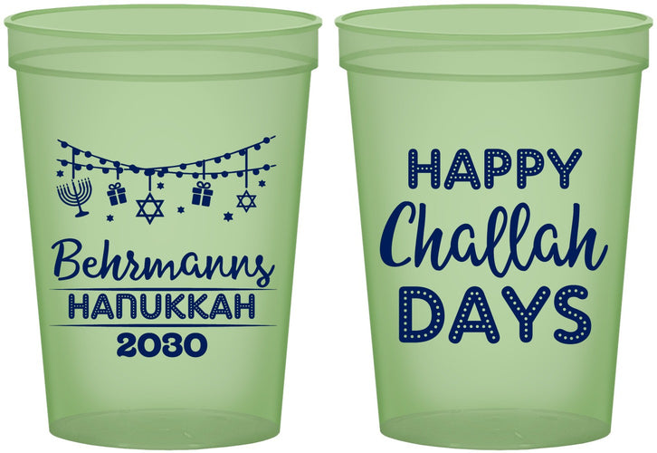 Custom Hanukkah 16 oz Glow In The Dark Cups - Challah Days | 270003