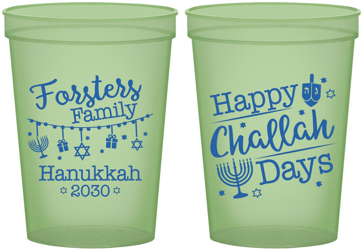 Custom Hanukkah 16 oz Glow In The Dark Cups - Challah Days | 270004