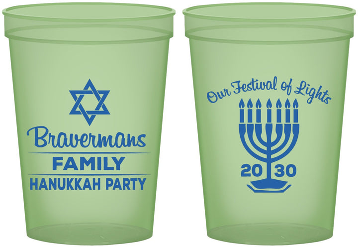 Custom Hanukkah 16 oz Glow In The Dark Cups - Festival Of Lights | 270005