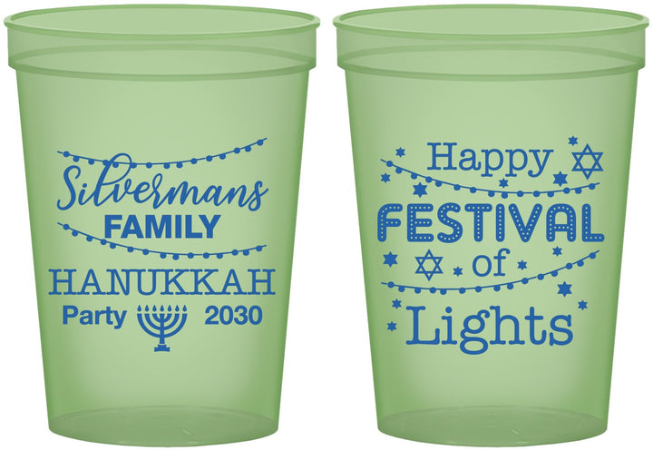 Custom Hanukkah 16 oz Glow In The Dark Cups - Festival Of Lights | 270006