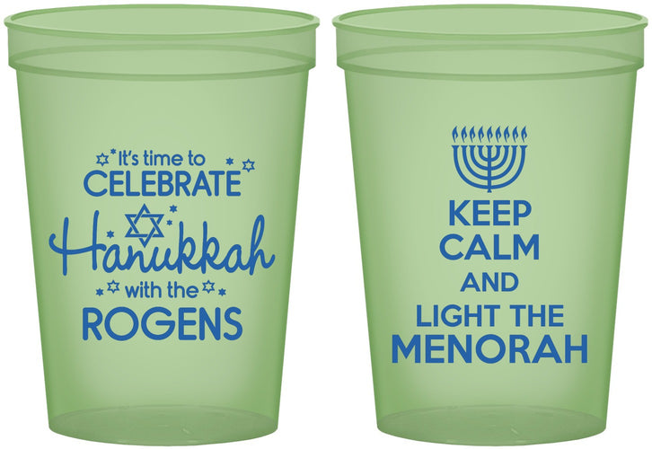 Custom Hanukkah 16 oz Glow In The Dark Cups - Menorah | 270013