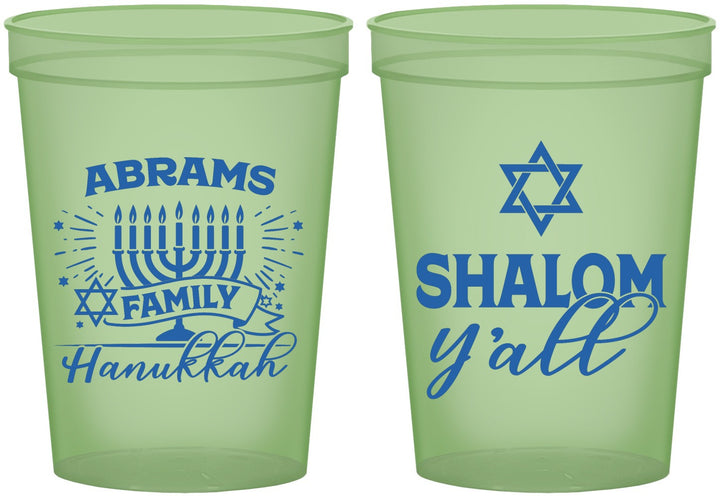 Custom Hanukkah 16 oz Glow In The Dark Cups - Shalom | 270014