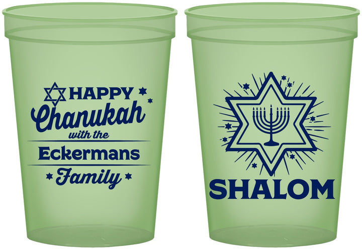 Custom Hanukkah 16 oz Glow In The Dark Cups - Shalom | 270015