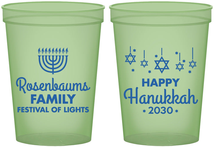 Custom Hanukkah 16 oz Glow In The Dark Cups - Menorah | 270016
