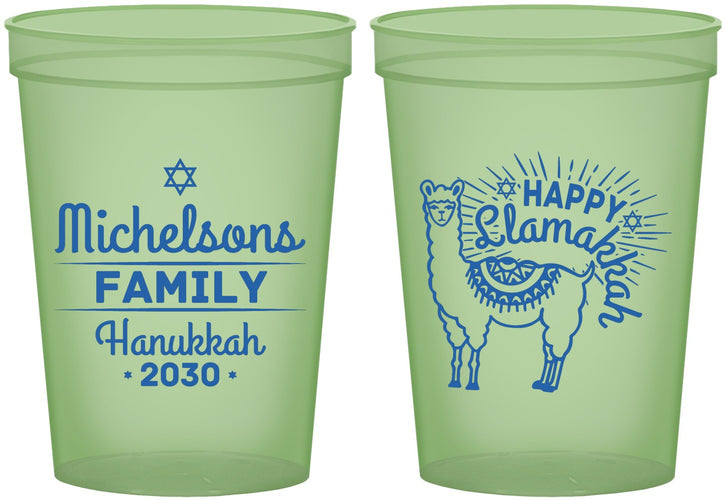Custom Hanukkah 16 oz Glow In The Dark Cups - Llamakkah | 270017