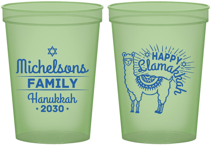 Custom Hanukkah 16 oz Glow In The Dark Cups - Llamakkah | 270017