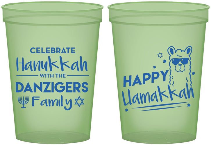 Custom Hanukkah 16 oz Glow In The Dark Cups - Llamakkah | 270018