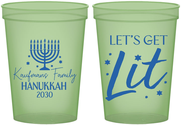 Custom Hanukkah 16 oz Glow In The Dark Cups - Lets Get Lit | 270020