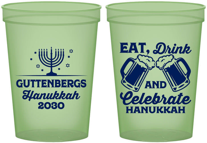 Custom Hanukkah 16 oz Glow In The Dark Cups - Menorah | 270023