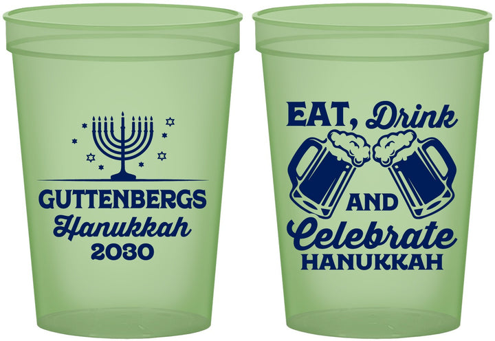 Custom Hanukkah 16 oz Glow In The Dark Cups - Menorah | 270023