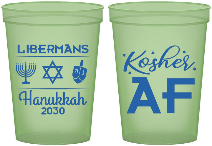 Custom Hanukkah 16 oz Glow In The Dark Cups - Menorah Dreidel | 270024
