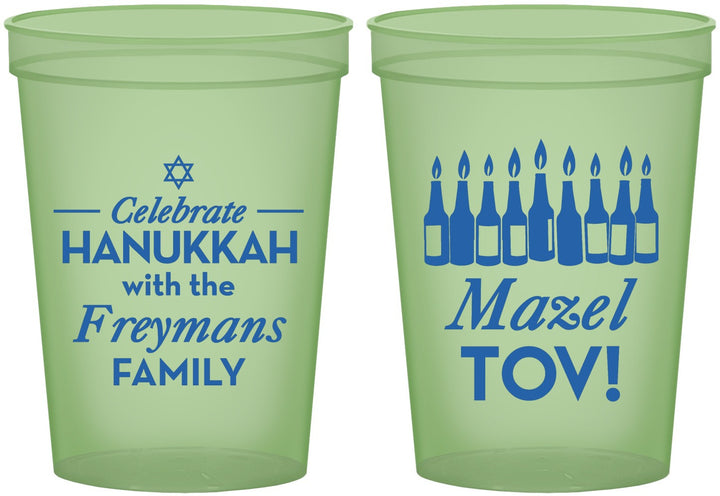 Custom Hanukkah 16 oz Glow In The Dark Cups - Mazel Tov | 270025