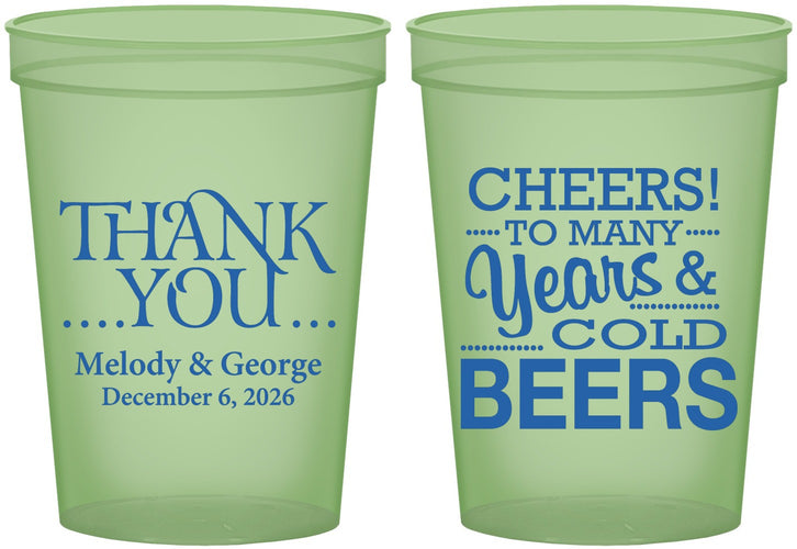 Custom Wedding 16 oz Glow In The Dark Cups - Cheers Years Cold Beers | 271
