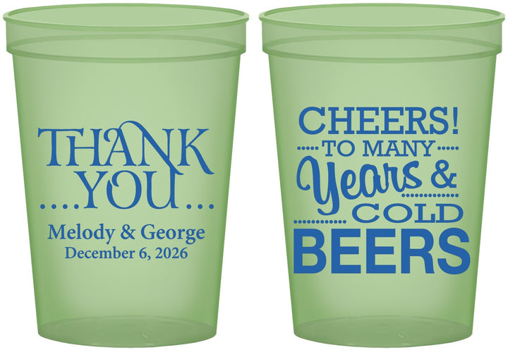 Custom Wedding 16 oz Glow In The Dark Cups - Cheers Years Cold Beers | 271