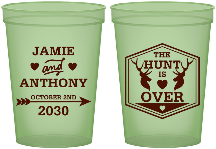 Custom Wedding 16 oz Glow In The Dark Cups - The Hunt Is Over | 272