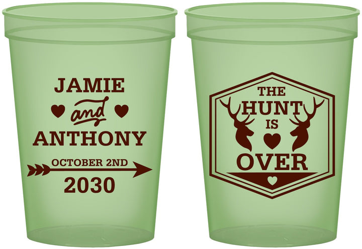 Custom Wedding 16 oz Glow In The Dark Cups - The Hunt Is Over | 272