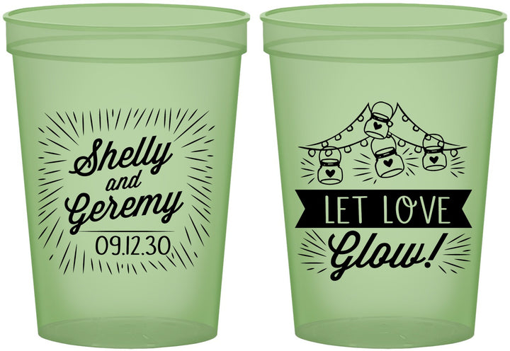 Custom Wedding 16 oz Glow In The Dark Cups - Let Love Glow | 273