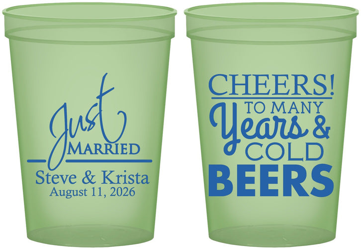 Custom Wedding 16 oz Glow In The Dark Cups - Cheers Years Cold Beers | 274