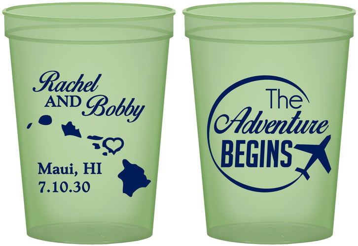 Custom Wedding 16 oz Glow In The Dark Cups - The Adventure Begins | 278