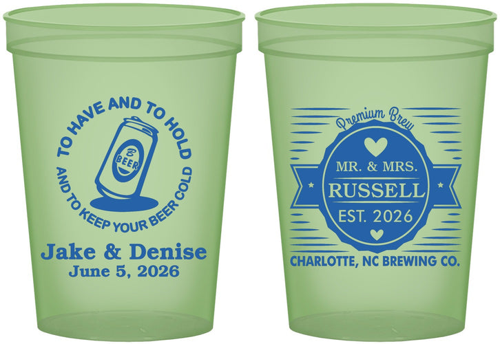 Custom Wedding 16 oz Glow In The Dark Cups - To Have And To Hold | 279