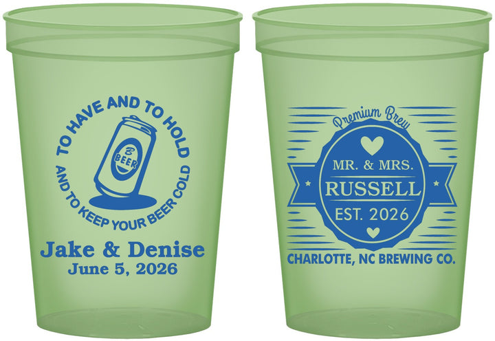 Custom Wedding 16 oz Glow In The Dark Cups - To Have And To Hold | 279