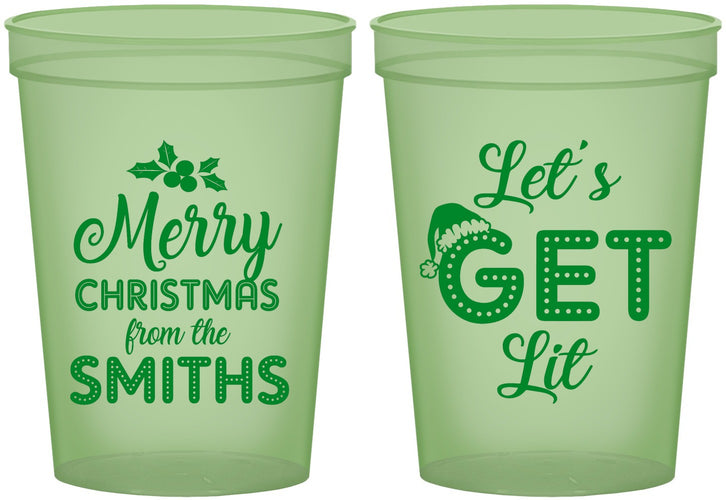 Custom Christmas 16 oz Glow In The Dark Cups - Lets Get Lit | 280001