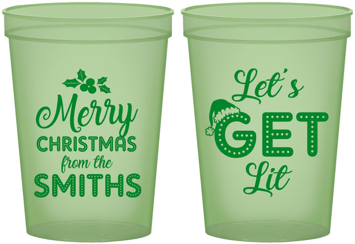 Custom Christmas 16 oz Glow In The Dark Cups - Lets Get Lit | 280001