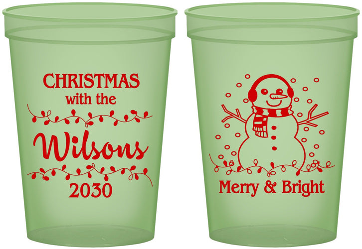 Custom Christmas 16 oz Glow In The Dark Cups - Snowman | 280002