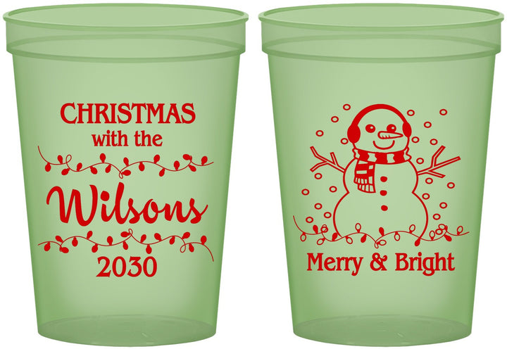 Custom Christmas 16 oz Glow In The Dark Cups - Snowman | 280002