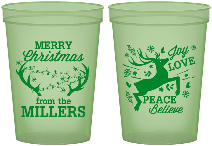 Custom Christmas 16 oz Glow In The Dark Cups - Reindeer | 280003