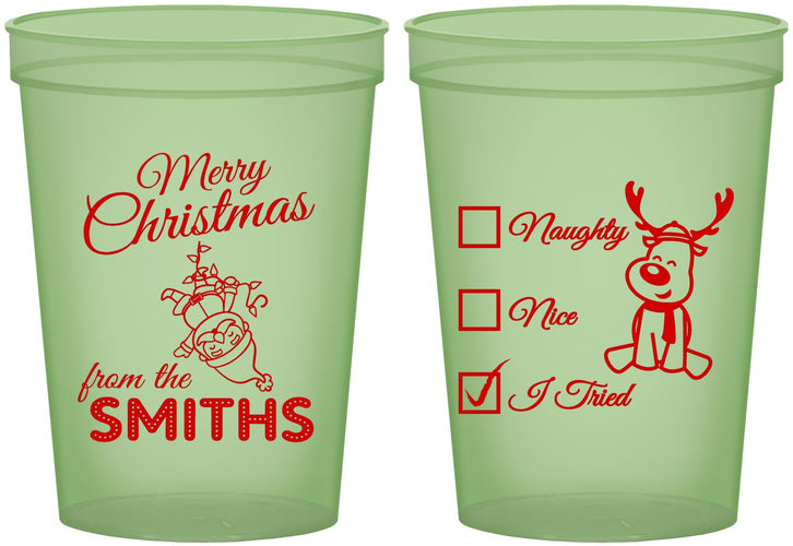 Custom Christmas 16 oz Glow In The Dark Cups - Naughty Or Nice | 280004