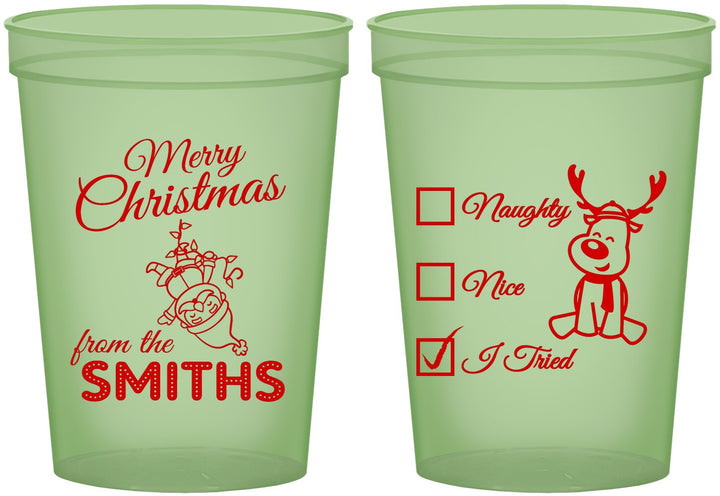 Custom Christmas 16 oz Glow In The Dark Cups - Naughty Or Nice | 280004