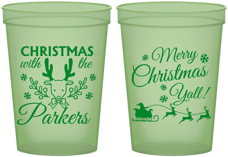 Custom Christmas 16 oz Glow In The Dark Cups - Reindeer | 280005