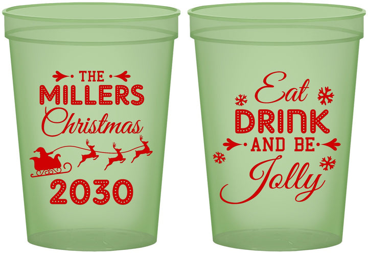 Custom Christmas 16 oz Glow In The Dark Cups - Eat Drink And Be Jolly | 280010