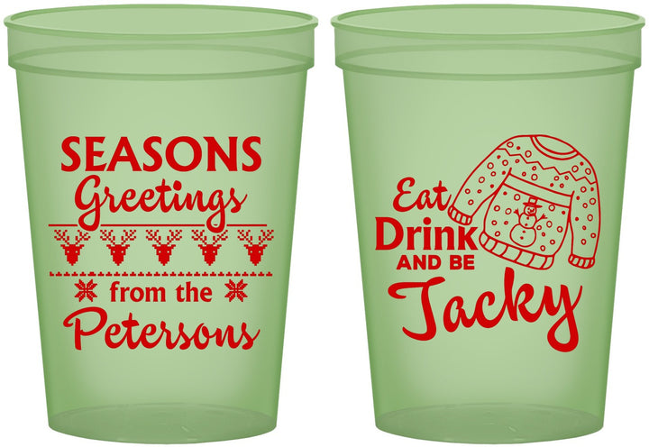 Custom Christmas 16 oz Glow In The Dark Cups - Eat Drink Be Jacky | 280016