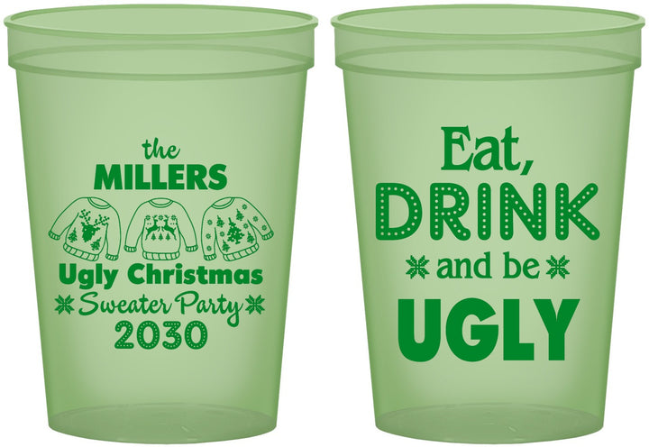 Custom Christmas 16 oz Glow In The Dark Cups - Ugly Sweater | 280023
