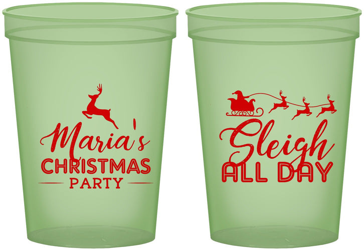 Custom Christmas 16 oz Glow In The Dark Cups - Sleigh All Day | 280030