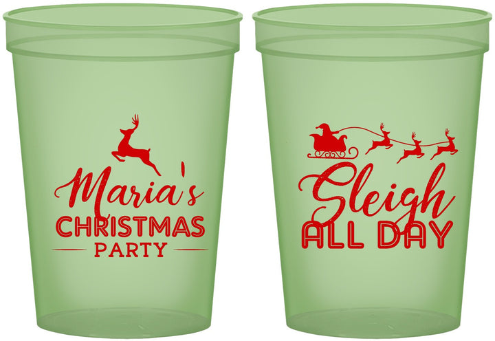 Custom Christmas 16 oz Glow In The Dark Cups - Sleigh All Day | 280030