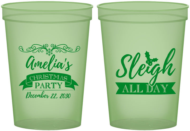 Custom Christmas 16 oz Glow In The Dark Cups - Sleigh All Day | 280031