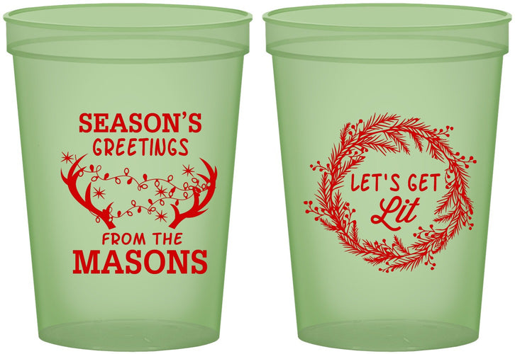 Custom Christmas 16 oz Glow In The Dark Cups - Lets Get Lit | 280032
