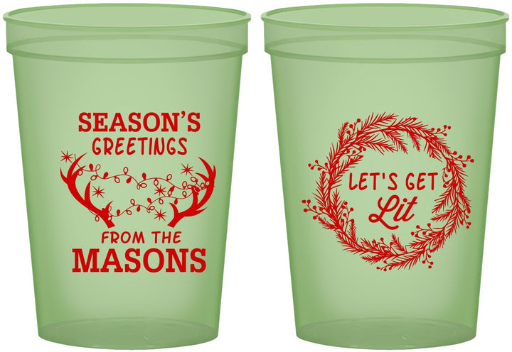 Custom Christmas 16 oz Glow In The Dark Cups - Lets Get Lit | 280032